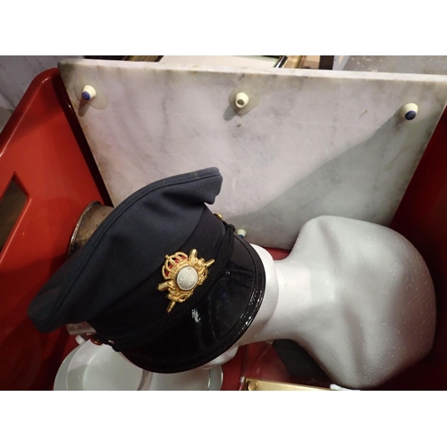 1181 - Mixed items including marble chopping board, clock etc. Not available for in-house P&P, contact Paul... 