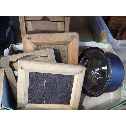 1200 - Unidentified large lens, D: 13 cm, with mixed Kodak, plates. Not available for in-house P&P, contact... 