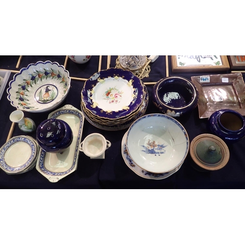 1205 - Collection of mixed ceramics including Quimper, Spode etc. Not available for in-house P&P, contact P... 