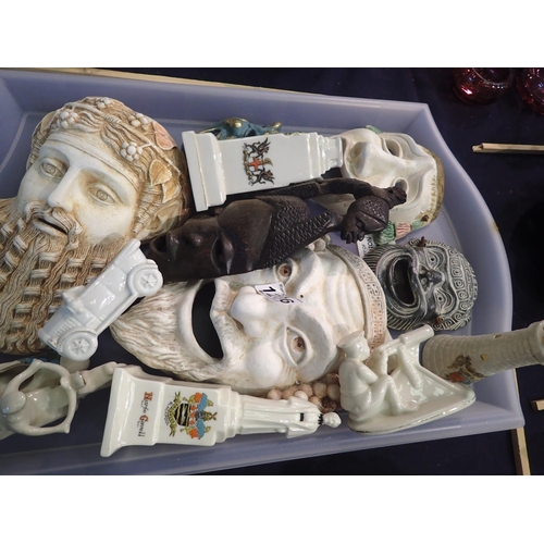 1206 - Mixed masks in ceramic wood and metal. Not available for in-house P&P, contact Paul O'Hea at Mailbox... 