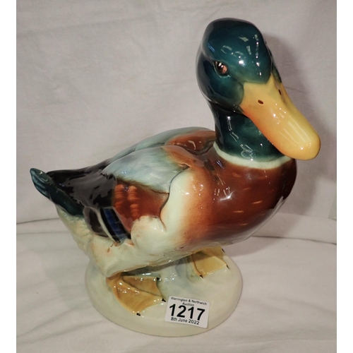 1217 - Ceramic Mallard, marked K Jarl to base, H: 26 cm. P&P Group 3 (£25+VAT for the first lot and £5+VAT ... 