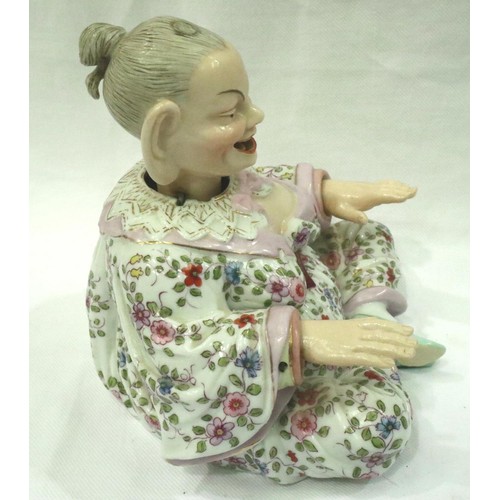 218 - A late 19th Century German Ernst Bohne & Sohne porcelain nodding pagoda figure, with weighted noddin... 