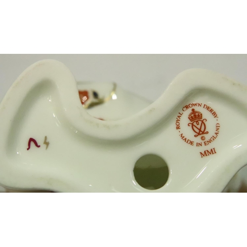 199 - Four Royal Crown Derby teddy bear figurines, tallest H: 80 mm. P&P Group 2 (£18+VAT for the first lo... 