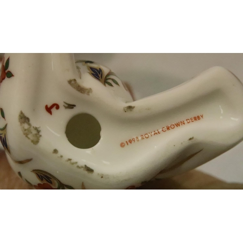 199 - Four Royal Crown Derby teddy bear figurines, tallest H: 80 mm. P&P Group 2 (£18+VAT for the first lo... 