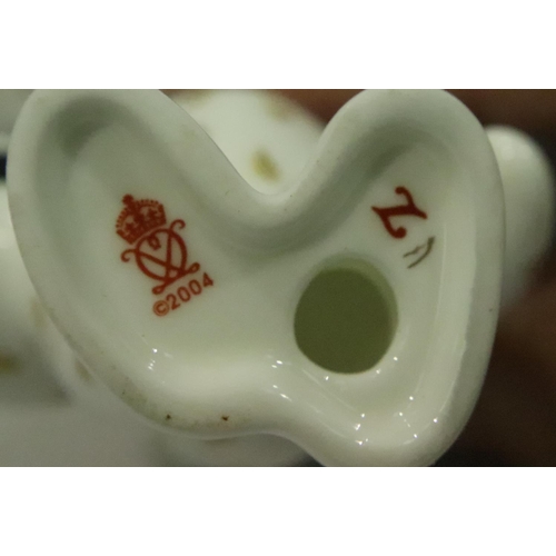 199 - Four Royal Crown Derby teddy bear figurines, tallest H: 80 mm. P&P Group 2 (£18+VAT for the first lo... 