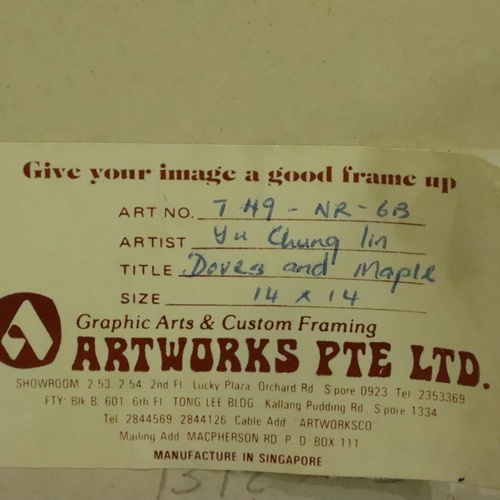 208 - Two Yu Chung Lin 1925-1985 framed and glazed prints, each D: 20 cm. Not available for in-house P&P, ... 