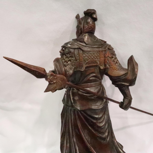 209 - Carved Oriental warrior with stone eyes, H: 45 cm. P&P Group 3 (£25+VAT for the first lot and £5+VAT... 
