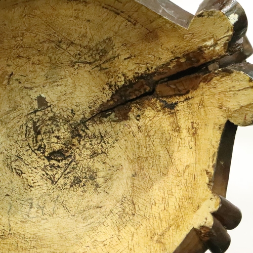 227 - 19th century large heavily carved, walnut lidded stein, H: 34 cm. Crack from below handle to the cen... 