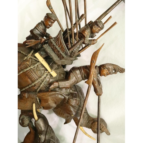 228 - Carved wooden Indian fighting elephants, L: 53 cm. P&P Group 3 (£25+VAT for the first lot and £5+VAT... 
