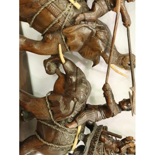 228 - Carved wooden Indian fighting elephants, L: 53 cm. P&P Group 3 (£25+VAT for the first lot and £5+VAT... 