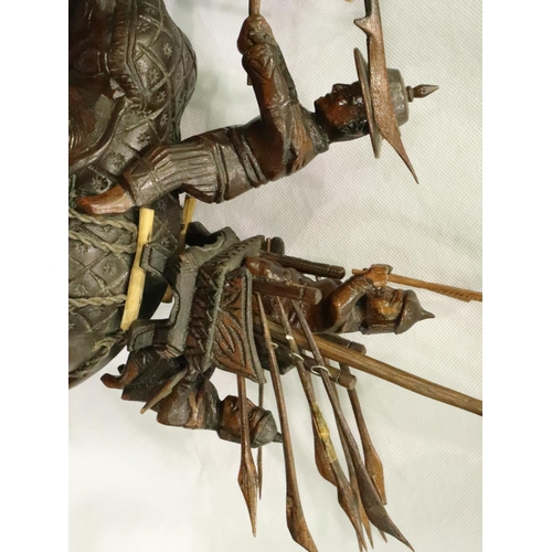 228 - Carved wooden Indian fighting elephants, L: 53 cm. P&P Group 3 (£25+VAT for the first lot and £5+VAT... 