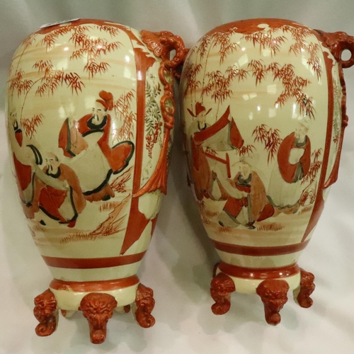 229 - Pair of Oriental lidded vases on five elephant feet with elephant handles, H: 38 cm. P&P Group 3 (£2... 