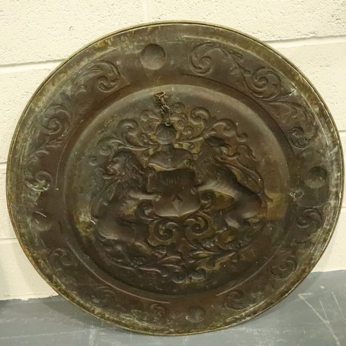 233A - Large Scottish Crest decorative brass charger with rampant lions, D: 80 cm. Not available for in-hou... 
