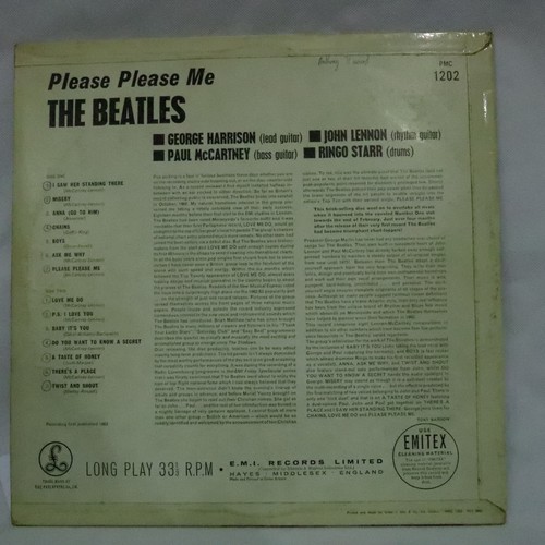 323 - The Beatles Please Please Me, black and gold label XEX421-IN. Some songs attributed to Dick James Mu... 