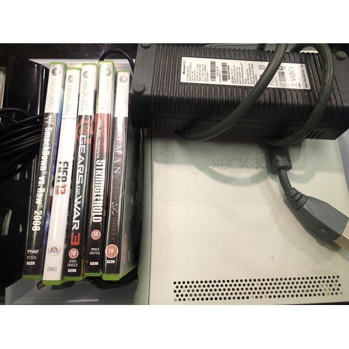 2140 - Microsoft Xbox 360 games console with power supply, Kinect, AV Connection and five games. P&P Group ... 