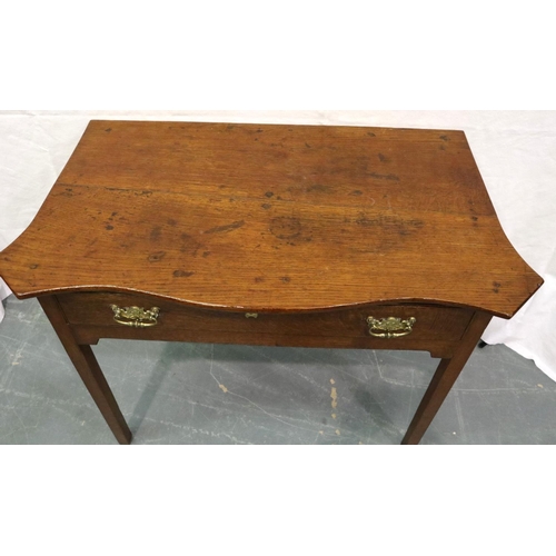 3102 - A late 18th/early 19th century oak single drawer console, with serpentine front, 92 x 52 x 72 cm. No... 