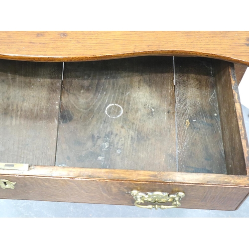 3102 - A late 18th/early 19th century oak single drawer console, with serpentine front, 92 x 52 x 72 cm. No... 