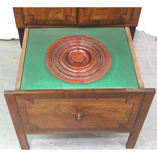 3103 - George III walnut commode, bi-fold hinged top opens to reveal wash-bowl recess and other recesses. L... 