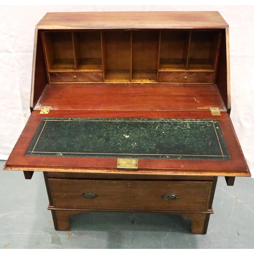 3114 - G & J Weaver of Warrington, an inlaid mahogany bureau, fitted with pigeon holes and leather writing ... 