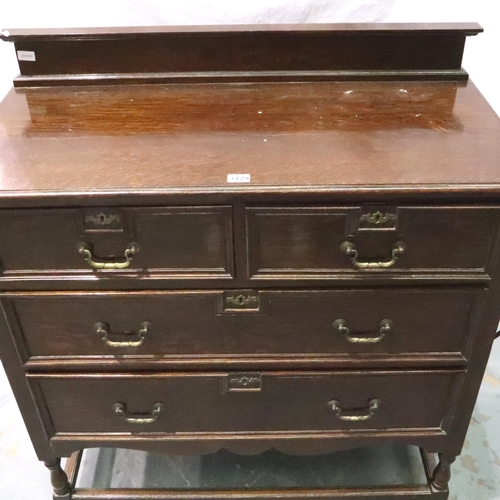 3129 - JW Hetherington of Lancaster, an oak chest of two short above two long drawers with frame below, 107... 