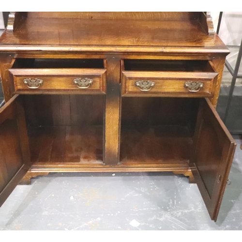 3135 - RE Forster, Warrington, a 20th century oak dresser in the 18th century style, cross banded and panel... 