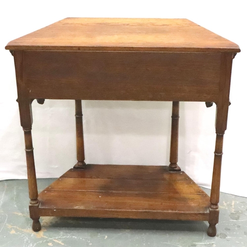 3138 - A 20th century oak single drawer console, 77 x 36 x 77 cm H. Not available for in-house P&P, contact... 