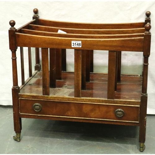 3148 - Bevan funnell reprodux walnut Canterbury with single drawer, 56 x 36 x 34 cm H. Not available for in... 