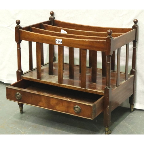 3148 - Bevan funnell reprodux walnut Canterbury with single drawer, 56 x 36 x 34 cm H. Not available for in... 