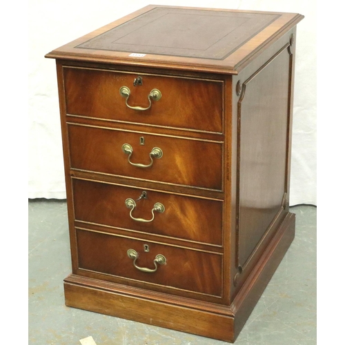 3151 - Bevan Funnell Reprodux two drawer filing cabinet, with gilt tooled leather top and two keys, 52 x 65... 