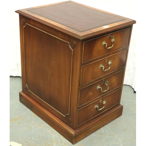 3151 - Bevan Funnell Reprodux two drawer filing cabinet, with gilt tooled leather top and two keys, 52 x 65... 