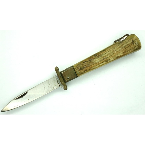 100 - Antler handle folding knife, blade L: 10 cm. P&P Group 1 (£14+VAT for the first lot and £1+VAT for s... 