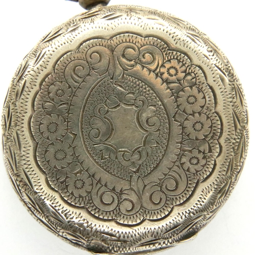 73 - 935 silver fob watch. P&P Group 1 (£14+VAT for the first lot and £1+VAT for subsequent lots)