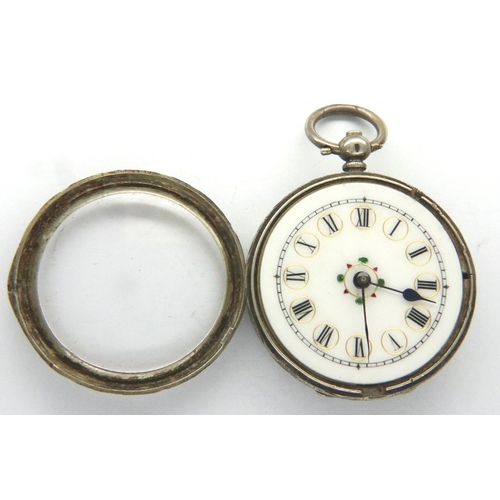 73 - 935 silver fob watch. P&P Group 1 (£14+VAT for the first lot and £1+VAT for subsequent lots)