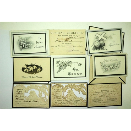 118 - Box of In Memoriam cards, circa 19th century (20). P&P Group 1 (£14+VAT for the first lot and £1+VAT... 