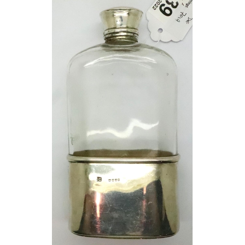 139 - Hallmarked silver hip flask base states Astbury 166 bond St, London assay cup gilt lined. P&P Group ... 