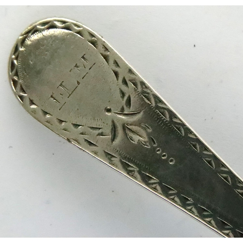 148 - Six Georgian hallmarked silver teaspoons, being two trios of similar design, combined 61g. P&P Group... 