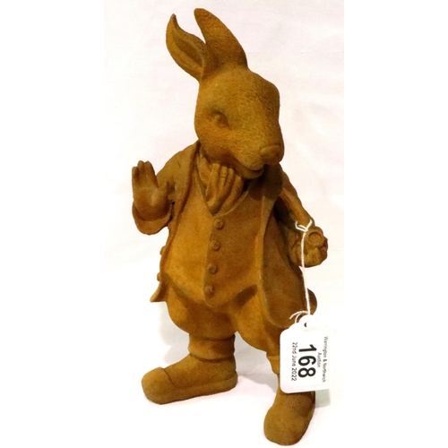 168 - Cast iron Mr Rabbit garden statue, H: 26 cm. P&P Group 3 (£25+VAT for the first lot and £5+VAT for s... 