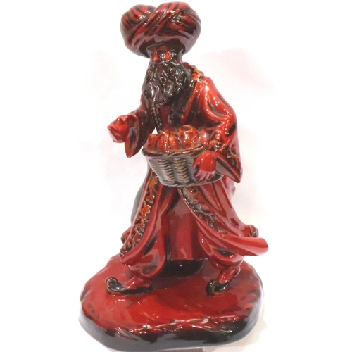 198 - Royal Doulton flambe The Lamp Seller, H: 23 cm. No cracks, chips or visible restoration, no crazing ... 