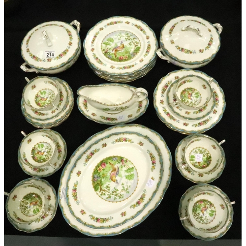 214 - Thirty four pieces Royal Albert Chelsea bird ceramics including tureen. Not available for in-house P... 