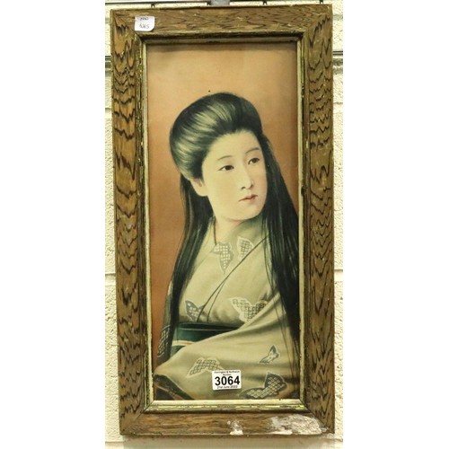 3064 - S Hodo (Japanese early 20th century): gouache on paper, Geisha, 47 x 19 cm. Not available for in-hou... 