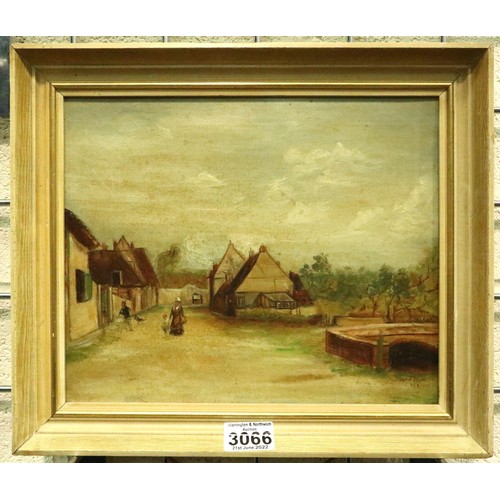 3066 - Doris Tyson (late 19th- early 20th century): oil on canvas, farm buildings, dated 1901, 24 x 29 cm. ... 