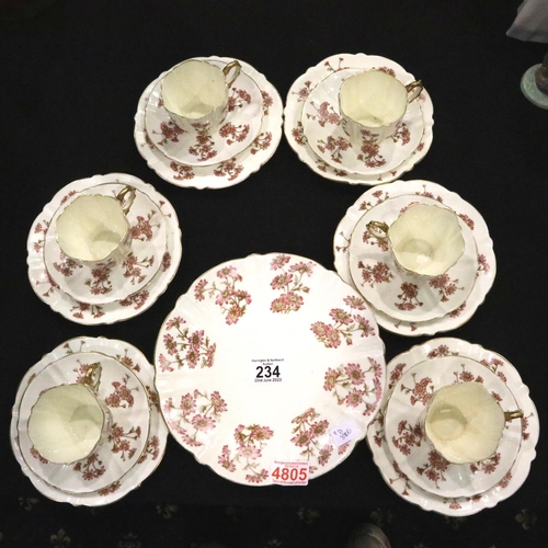 234 - Aynsley tea set of six trios and a cake plate. P&P Group 3 (£25+VAT for the first lot and £5+VAT for... 