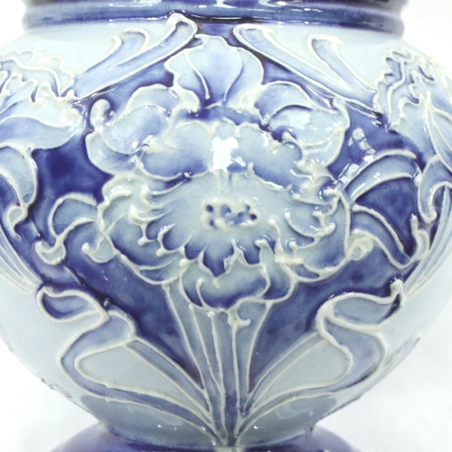 240 - 19th century Moorcroft rare William Moorcroft Macintyre Florian twin handled vase, H: 27 cm. No crac... 