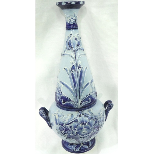 240 - 19th century Moorcroft rare William Moorcroft Macintyre Florian twin handled vase, H: 27 cm. No crac... 