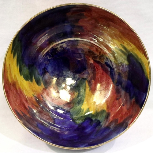 258 - Maling lustreware bowl, D: 25 cm. Crazing throughout, slight loss of glaze to inside and no visible ... 