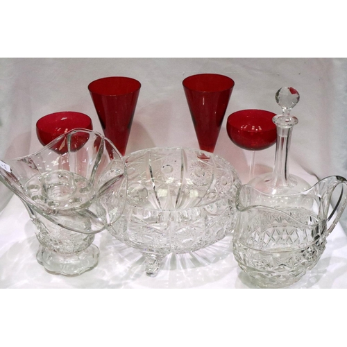 281 - Collection of glass and crystal including a large cut crystal fruit bowl. Not available for in-house... 