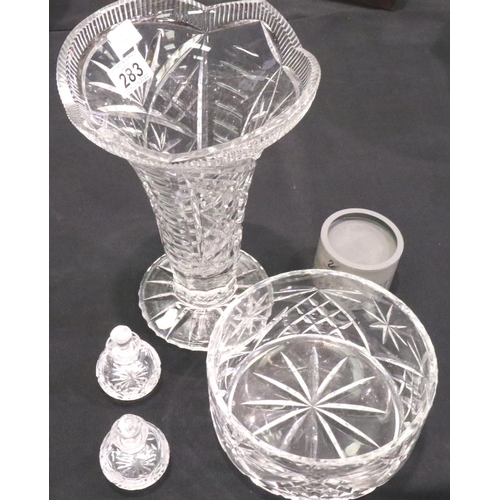 283 - Collection of mixed crystal including a large vase, H: 30 cm. Not available for in-house P&P, contac... 