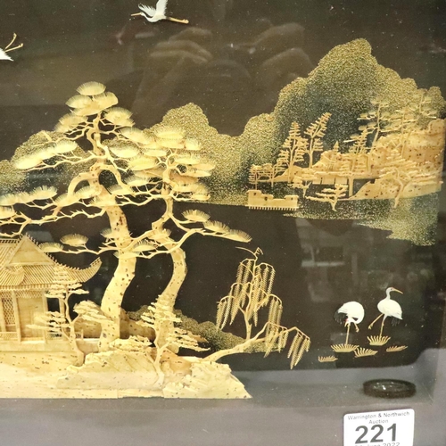 298 - Chinese balsa relief of a village, overall 30 x 60 cm. Not available for in-house P&P, contact Paul ... 