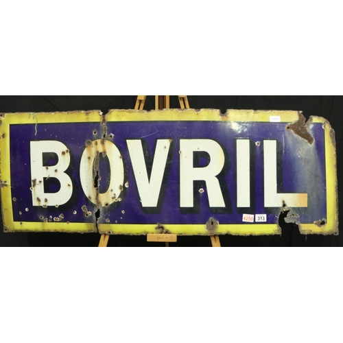 313 - Authentic vintage metal and enamel sign single side Bovril sign, 120 x 45 cm. Fair condition some ru... 