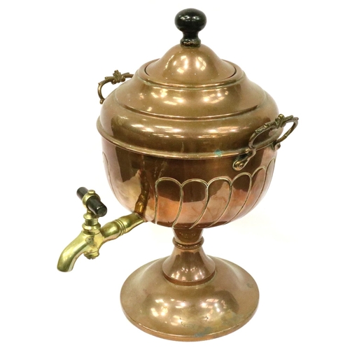 341 - Antique copper samovar with brass spigot, H: 34 cm. P&P Group 2 (£18+VAT for the first lot and £3+VA... 